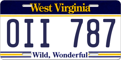 WV license plate OII787