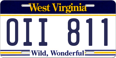 WV license plate OII811