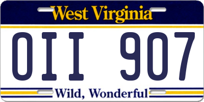 WV license plate OII907