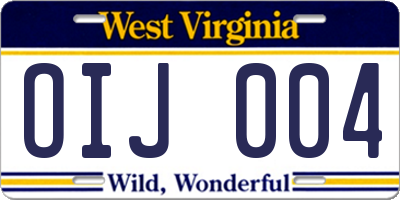 WV license plate OIJ004