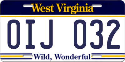 WV license plate OIJ032