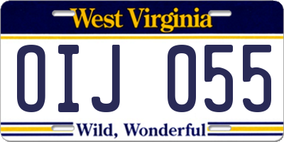 WV license plate OIJ055