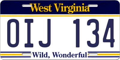 WV license plate OIJ134
