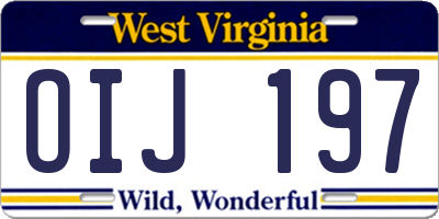 WV license plate OIJ197