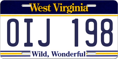 WV license plate OIJ198