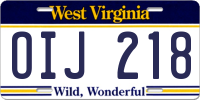 WV license plate OIJ218