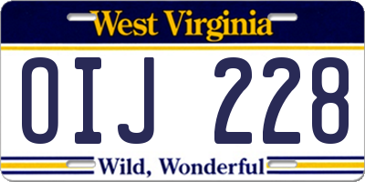 WV license plate OIJ228