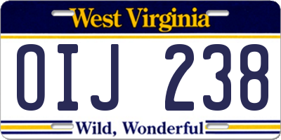WV license plate OIJ238