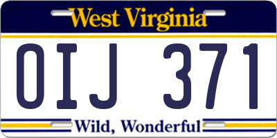 WV license plate OIJ371