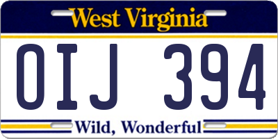 WV license plate OIJ394