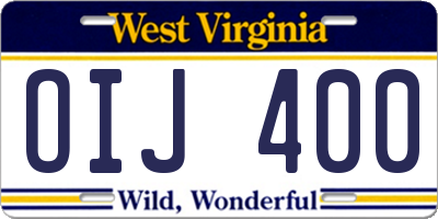 WV license plate OIJ400