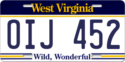 WV license plate OIJ452