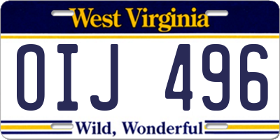 WV license plate OIJ496