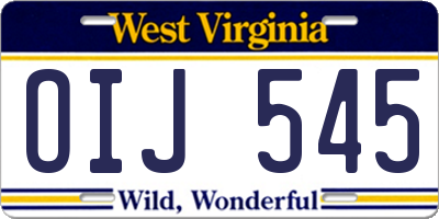 WV license plate OIJ545
