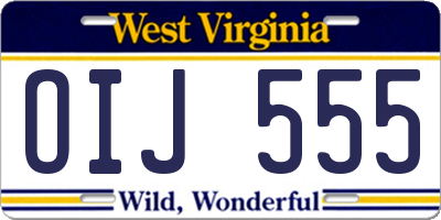 WV license plate OIJ555