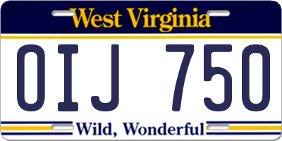 WV license plate OIJ750