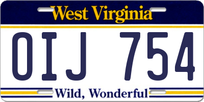 WV license plate OIJ754