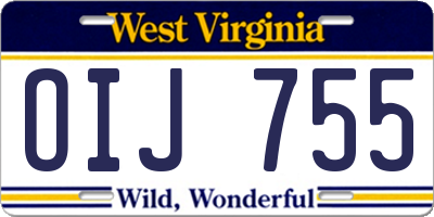 WV license plate OIJ755