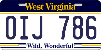 WV license plate OIJ786