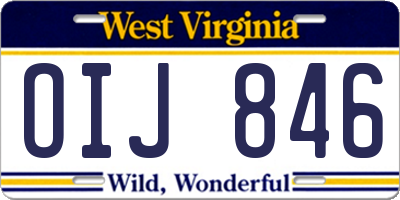 WV license plate OIJ846