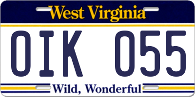 WV license plate OIK055
