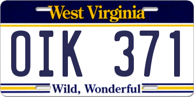 WV license plate OIK371