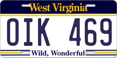 WV license plate OIK469