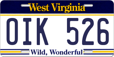 WV license plate OIK526