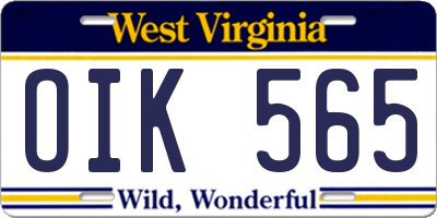 WV license plate OIK565