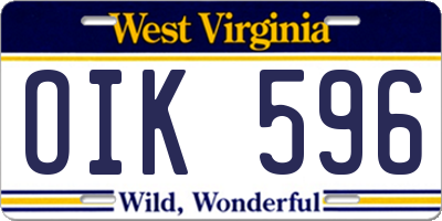 WV license plate OIK596