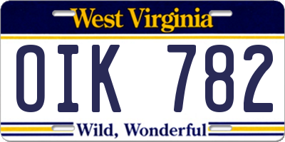 WV license plate OIK782