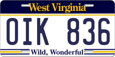 WV license plate OIK836