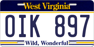 WV license plate OIK897