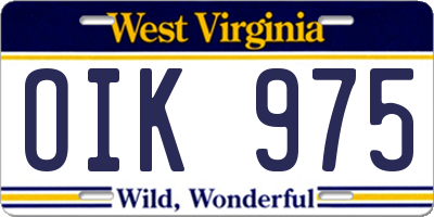 WV license plate OIK975