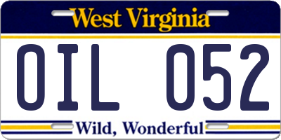 WV license plate OIL052