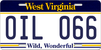 WV license plate OIL066