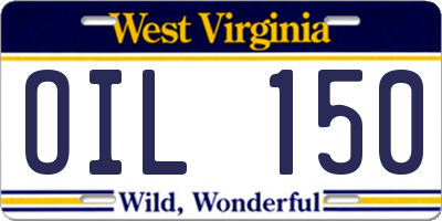 WV license plate OIL150