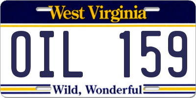 WV license plate OIL159
