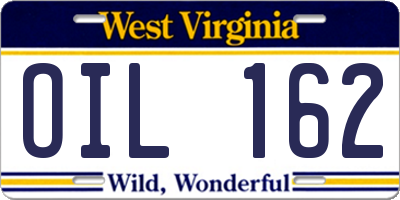 WV license plate OIL162