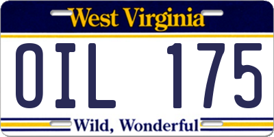 WV license plate OIL175
