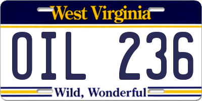 WV license plate OIL236
