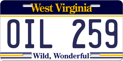 WV license plate OIL259