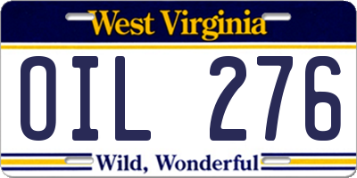 WV license plate OIL276
