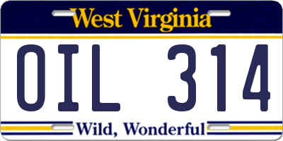 WV license plate OIL314