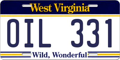 WV license plate OIL331
