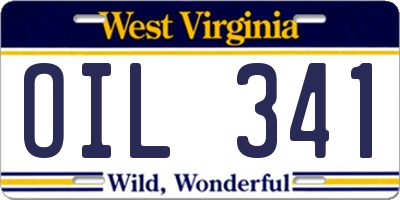 WV license plate OIL341