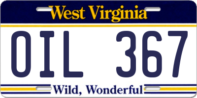WV license plate OIL367
