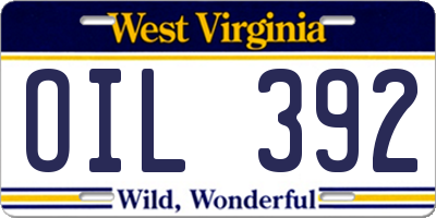 WV license plate OIL392