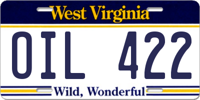 WV license plate OIL422