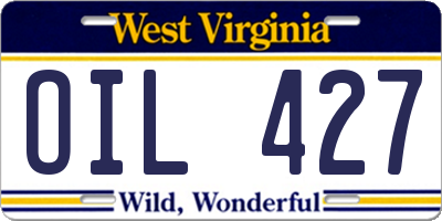 WV license plate OIL427